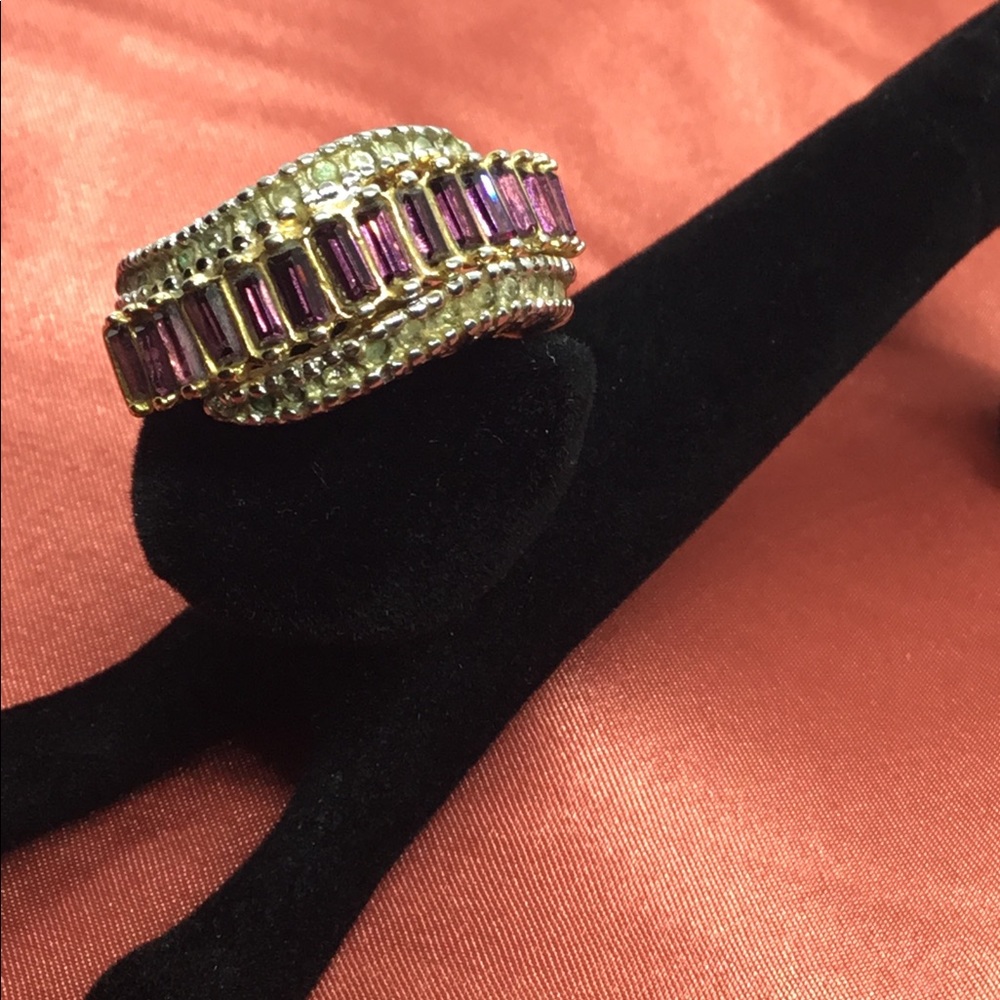 18k GEA Amethyst and Cubic Zirconium Ring